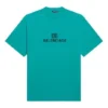 T-shirt unisexe à manches courtes bleu avec logo mosaïque, alphabet BB et effet usé, 651795TKVF53660