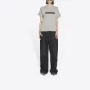 T-shirt unisexe à manches courtes, logo flou, effet trou, style rétro classique, gris 661705TKVD58174