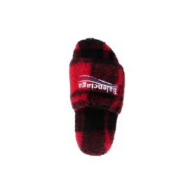 Tongs en fausse fourrure « Fausse fourrure rouge noir » 654261W2F21