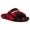 Tongs en fausse fourrure « Fausse fourrure rouge noir » 654261W2F21