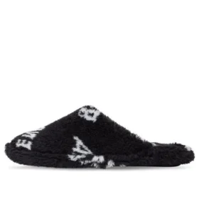 Tongs en fourrure « Allover Logo – Noir » 699675W2B411090