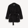 Trench court cocon pour femme, noir