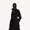 Trench court cocon pour femme, noir