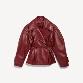 Trench court plissé pour femme, couleur bordeaux