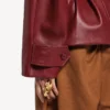 Trench court plissé pour femme, couleur bordeaux