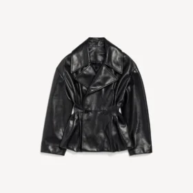 Trench court plissé pour femme, noir