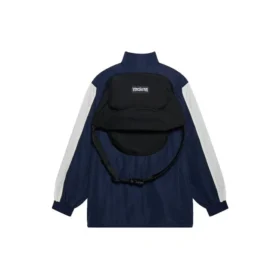 Veste ample unisexe FW21 Logo Splicing, bleu marine 663065TKO484063