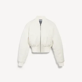 Veste aviateur courte pour femme, couleur ivoire