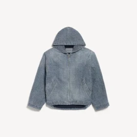 Veste à capuche en denim pour homme, bleu foncé