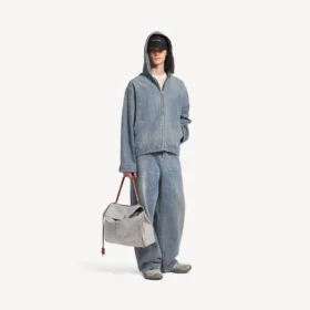 Veste à capuche en denim pour homme, bleu foncé
