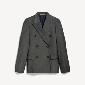 Veste cintrée à double boutonnage pour femme, bleu marine foncé