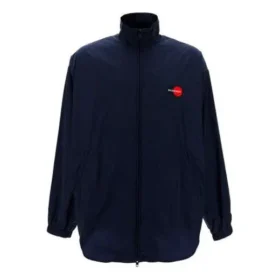 Veste à col montant et fermeture éclair avec logo Balenciaga pour homme, bleue 622002TIO508065