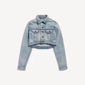 Veste courte cintrée pour femme, bleu clair délavé