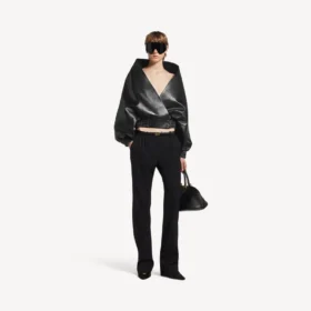Veste croisée pour femme, noire