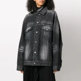 Veste décontractée à manches longues unie avec logo SS21, noire 620746TIW435720