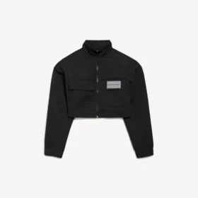 Veste de survêtement courte pour femme, noire