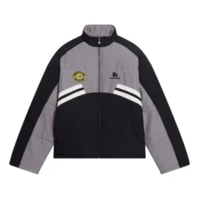 Veste de survêtement rembourrée à col cheminée « Grey Black » 675462-TKO48-1000