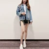 Veste en Denim avec logo dans le dos « Bleu-vert » 606170TDW144065