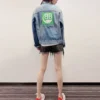 Veste en Denim avec logo dans le dos « Bleu-vert » 606170TDW144065