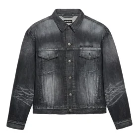 Veste en Denim avec logo dans le dos, coupe ample « Fake Wash Black » 620728TIW435720