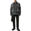Veste en Denim avec logo dans le dos, coupe ample « Fake Wash Black » 620728TIW435720