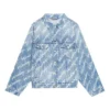 Veste en Denim avec logo script sur toute la surface « Light Blue White » 681690TJW904200