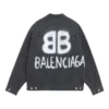 Veste en denim BB Sprayed, coupe large « Dark Grey White » 678354TIWA21440