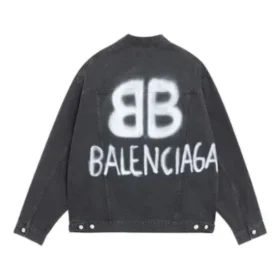 Veste en denim BB Sprayed, coupe large « Dark Grey White » 678354TIWA21440