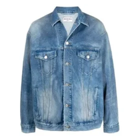 Veste en denim BB Sprayed, coupe large « Electric Blue Fuchsia » 678354TCW030406