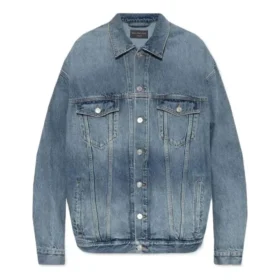 Veste en Denim boutonnée à effet délavé « Blue » 724651THW254245