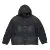 Veste en Denim à capuche boutonnée effet délavé « Black » 724653TNW541129