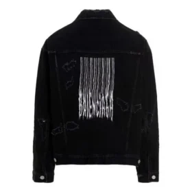 Veste en Denim déchiré « Barcode » « Noir » 664329TBP471055