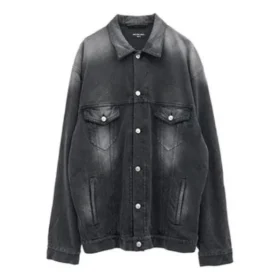 Veste en denim délavé, coupe large « Black » 662772TKVG51000
