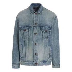 Veste en Denim « Est. 1917 » avec imprimé du logo de l&rsquo;université, coupe large, « Washed Light Blue » 675207TJW795620