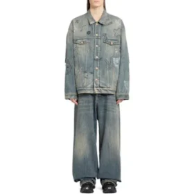 Veste en Denim Graffiti « Bleu clair » 721708TOW664036