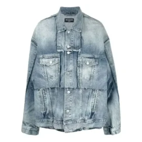 Veste en Denim oversize à découpes « Bleu » 697779TMW264437