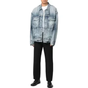 Veste en Denim oversize à découpes « Bleu » 697779TMW264437