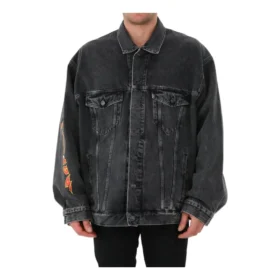 Veste en Denim oversize Metallica « Washed Black Orange » 694504TBP471055