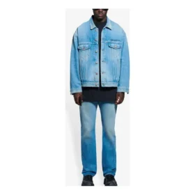 Veste en Denim pour homme Balenciaga SS21 Classic Logo, bleu clair 657608TDW154307