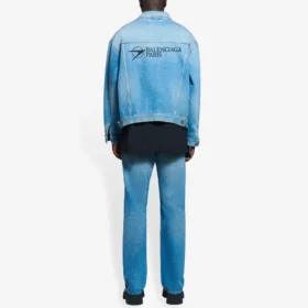 Veste en Denim pour homme Balenciaga SS21 Classic Logo, bleu clair 657608TDW154307