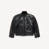 Veste zippée en peau d’agneau pour homme, noire Veste zippée en peau d’agneau pour homme, noire