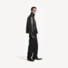 Veste zippée en peau d’agneau pour homme, noire Veste zippée en peau d’agneau pour homme, noire
