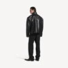 Veste zippée en peau d’agneau pour homme, noire Veste zippée en peau d’agneau pour homme, noire